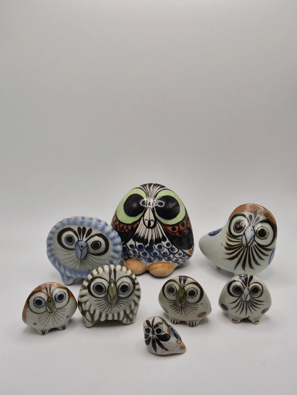 Hand-Painted Tonala Ken Edwards Signed Ceramic Owl Figurine Collection Mexico - Picture 6 of 16